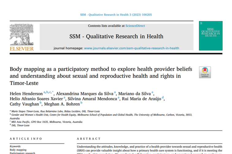 Screenshot of resource: Body mapping as a participatory method to explore health provider beliefs and understanding