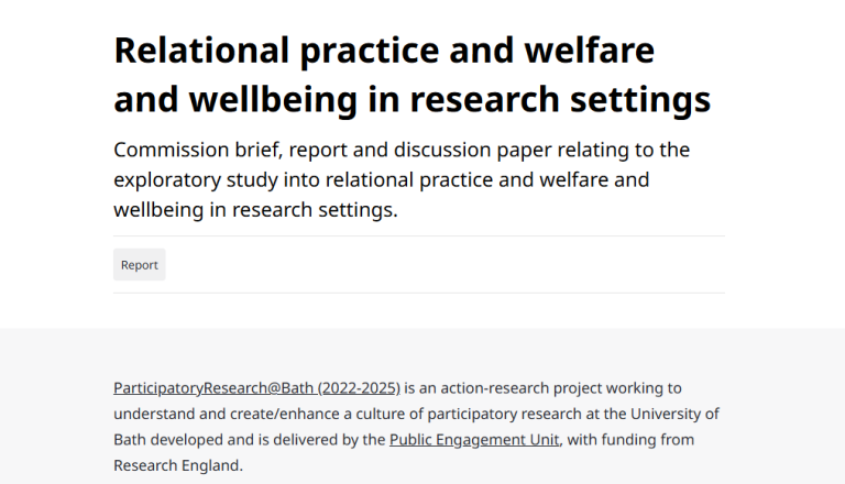 Screenshot from the Relational Practice Report landing page.