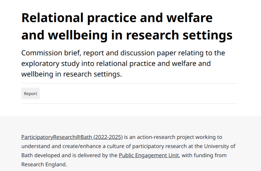 Screenshot from the Relational Practice Report landing page.